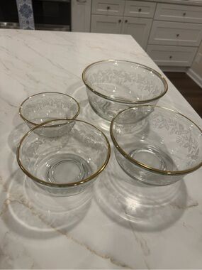 Vintage Frosted Grape & Leaves Gold Trim Bartlett Collins Mixing Bowls-4 Nesting